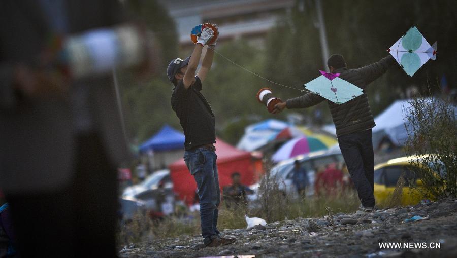 Traditional 'fight kites' seen in Lhasa