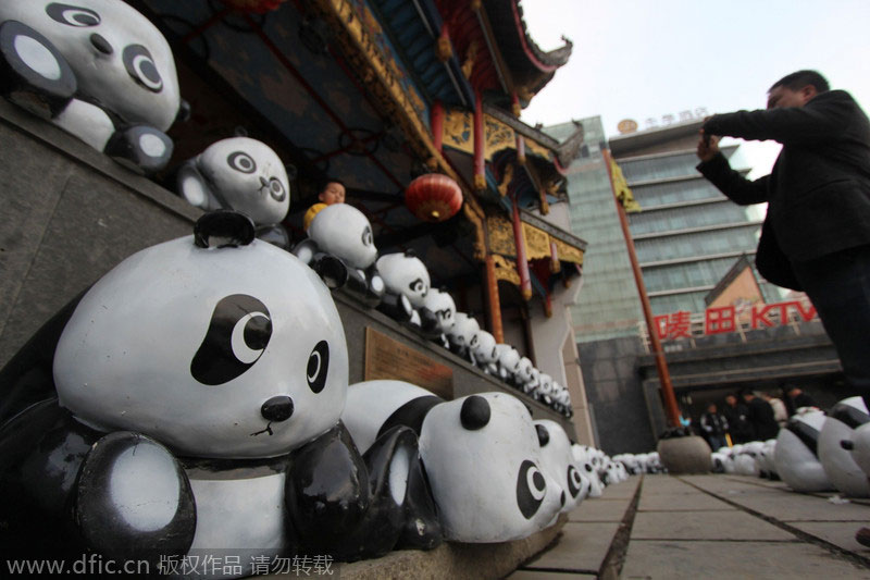 1,600 fiberglass pandas strike pose in Hefei