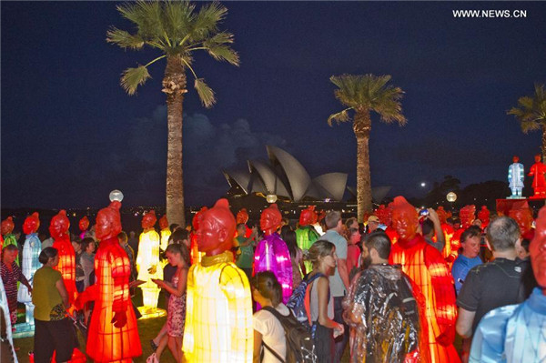 Shaped lanterns light up to celebrate Chinese Lunar New Year in Sydney