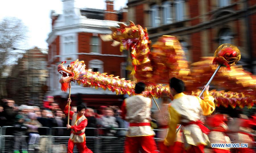 People celebrate Chinese Lunar New Year in Britain