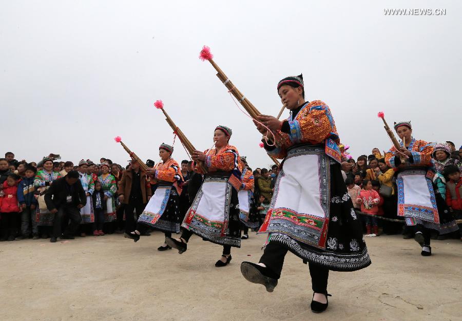 Miao people celebrate New Year in Anshun City, SW China