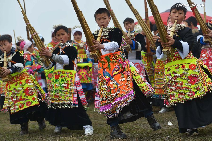 Miao people celebrate New Year in Anshun City, SW China