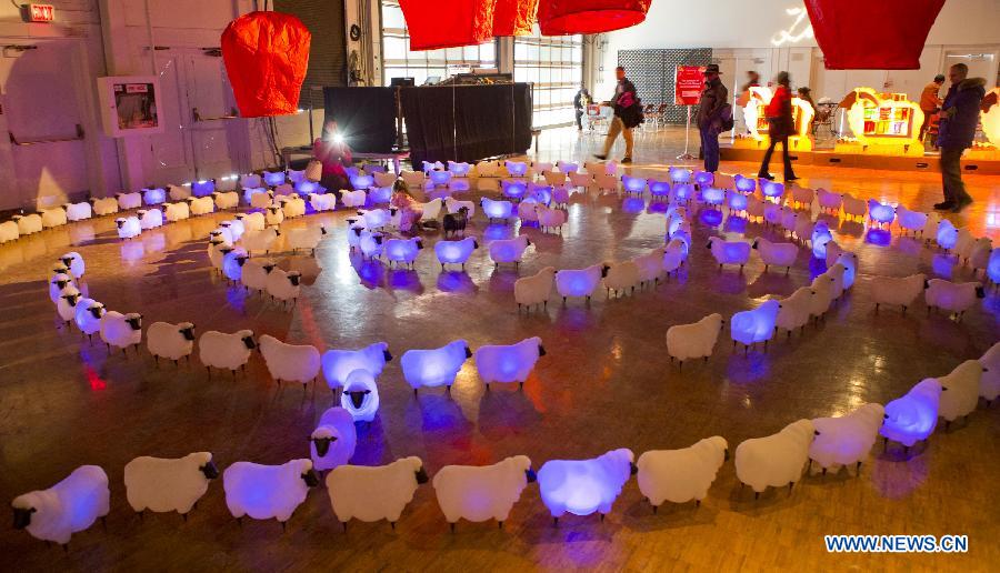 Sheep lantern maze displayed during Spring Festival in Toronto