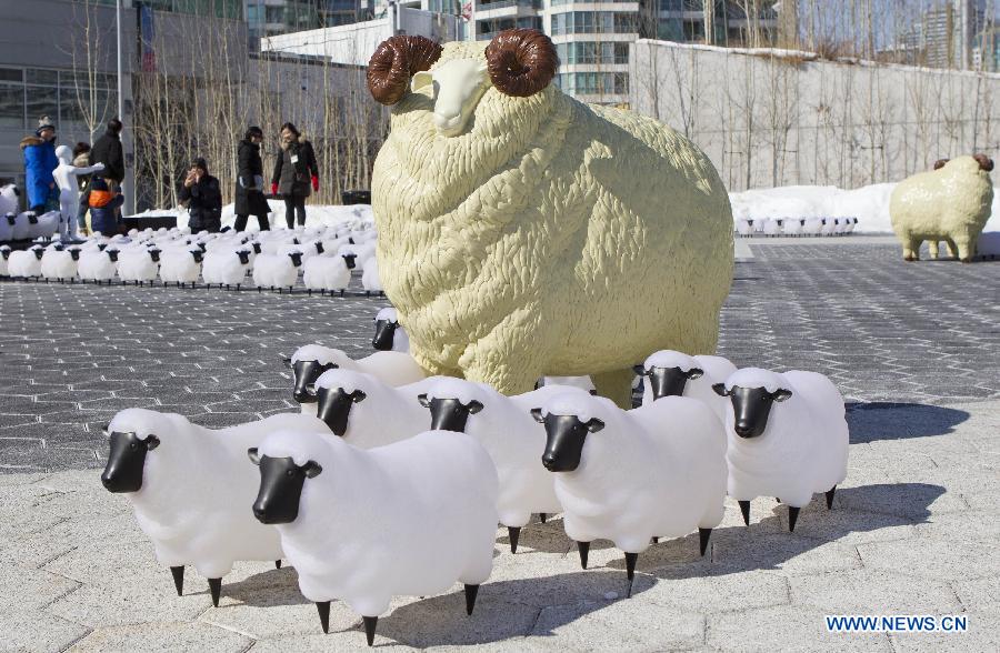 Sheep lantern maze displayed during Spring Festival in Toronto