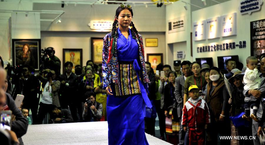 Models present Tibetan fashion