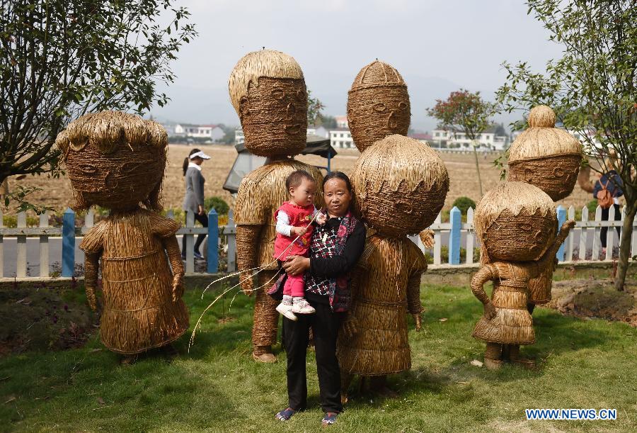 In pics: straw installations created by local villagers