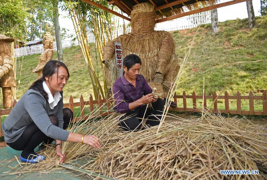 In pics: straw installations created by local villagers