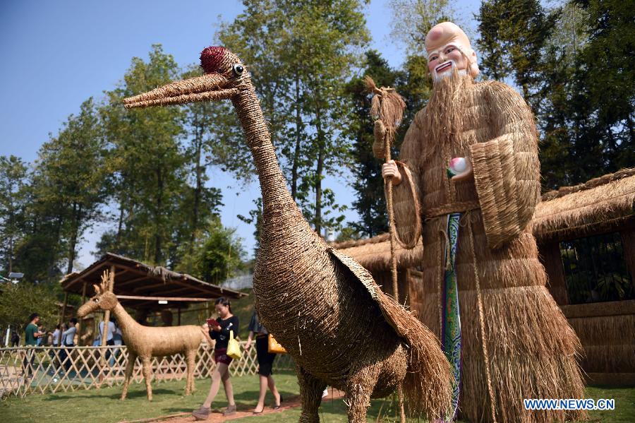 In pics: straw installations created by local villagers