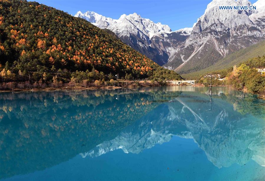 Charming scenery of Yulong Snow Mountain in winter