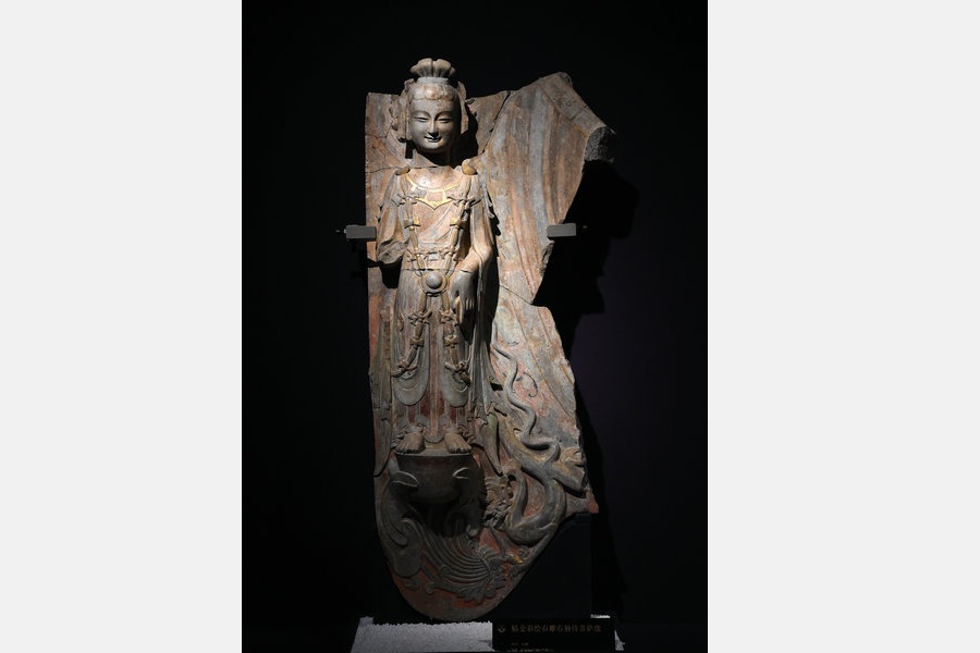 Buddhist sculptures displayed at Bao'en Temple Heritage Museum