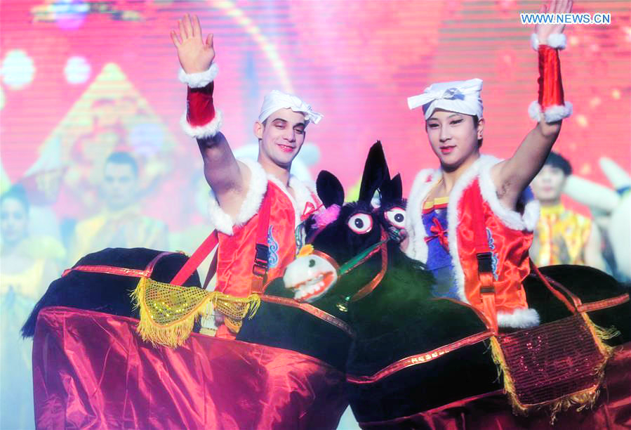 Cuban dancers perform Chinese rural folk dance in Harbin