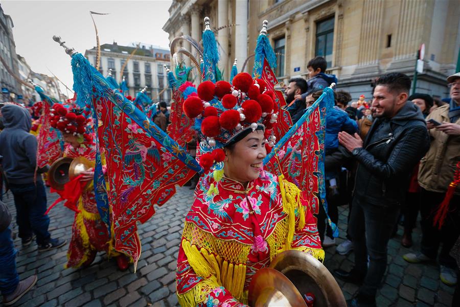 Performers take part in Chinese New Year Parade in Brussels