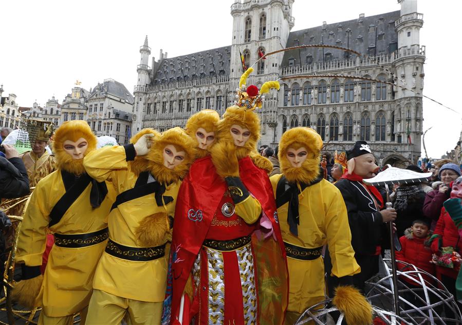 Performers take part in Chinese New Year Parade in Brussels