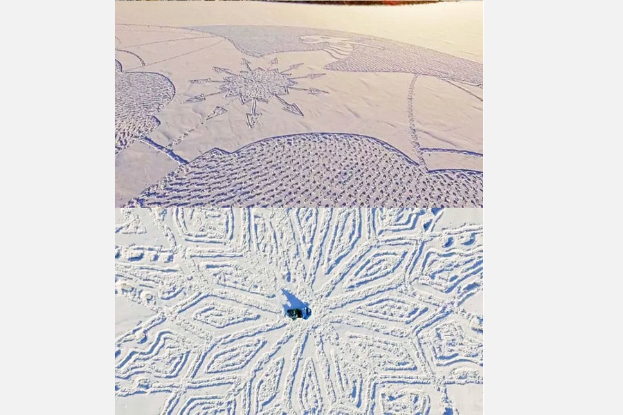 Gorgeous masterpiece created by walking in snow