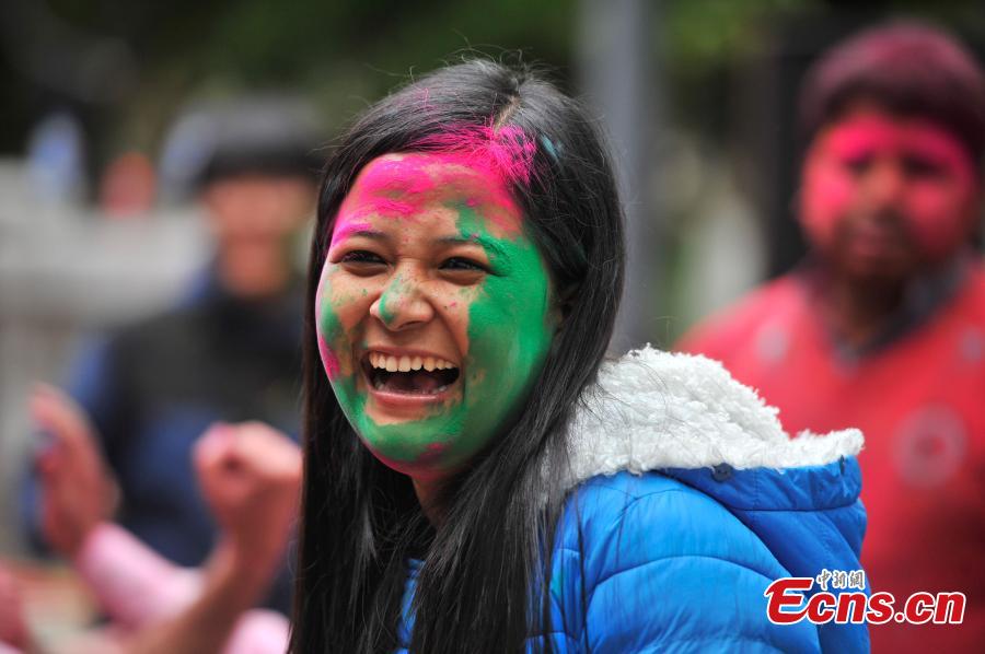 Chinese and Indians celebrate Holi