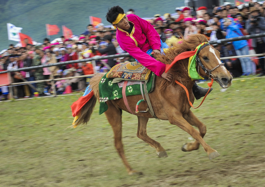 Ethnic traditional horse race festival kicks off in Shangri-la, Yunnan province