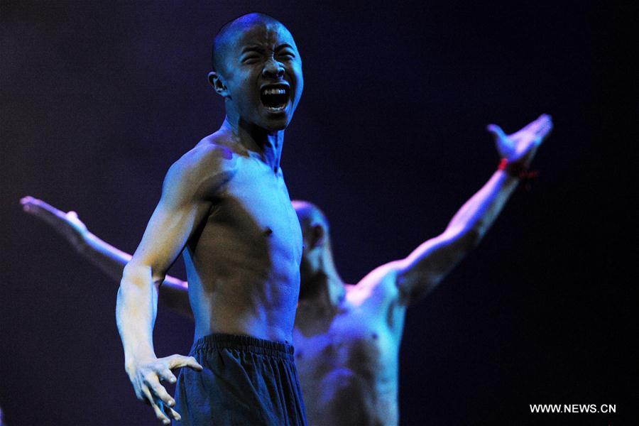 Shaolin monks perform during media preview in Singapore