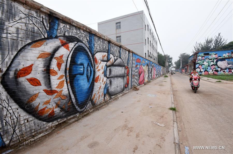 Qiannanbu village in N China covered with cultural graffiti works