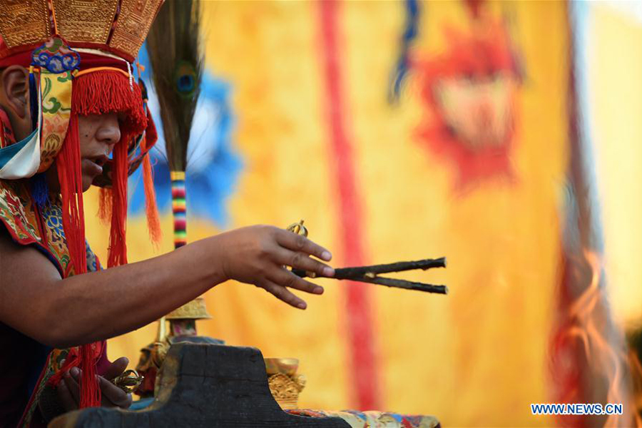 Monks attend Sur offering ritual in Zhaxi Lhunbo Monastery in Tibet