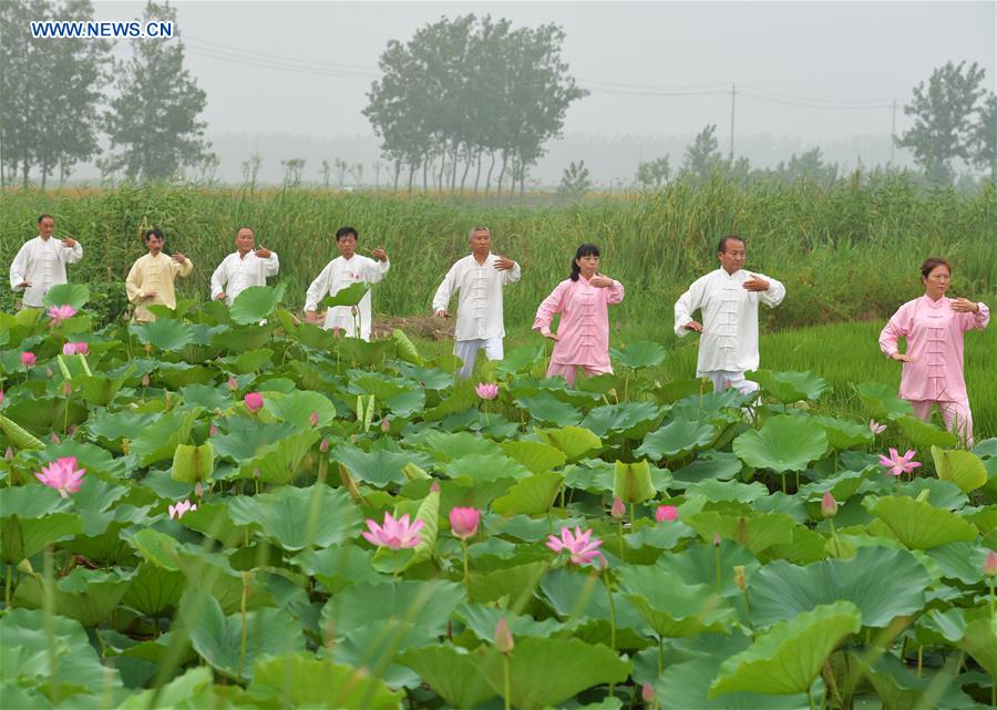 Tai chi lovers practice tai chi to greet Fitness Day across China