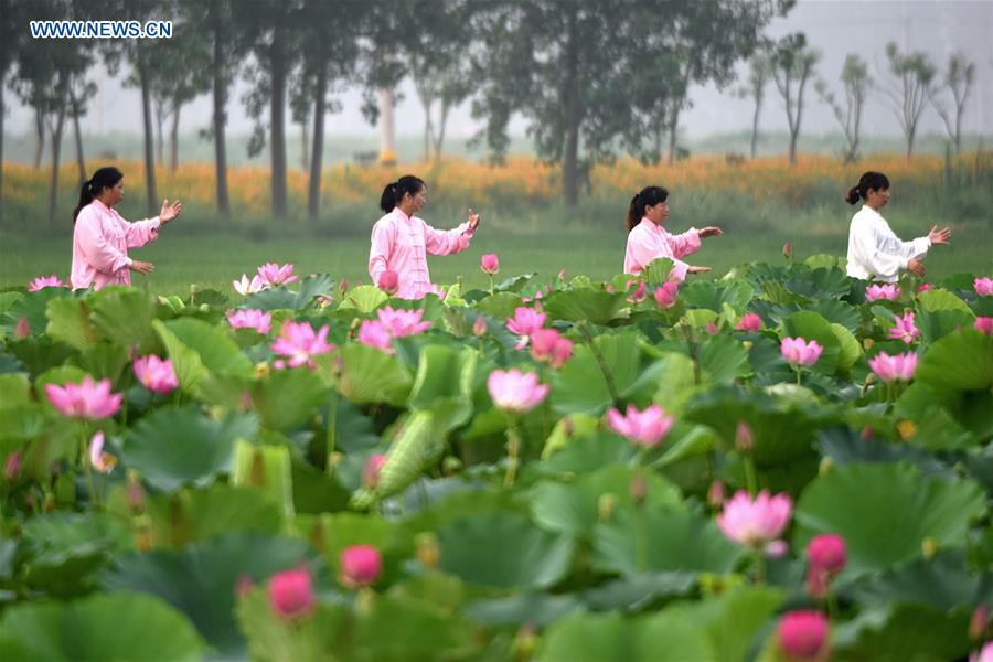 Tai chi lovers practice tai chi to greet Fitness Day across China