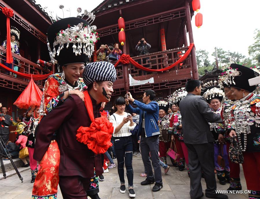 Miao ethnic people hold cultural tourism festival in SW China