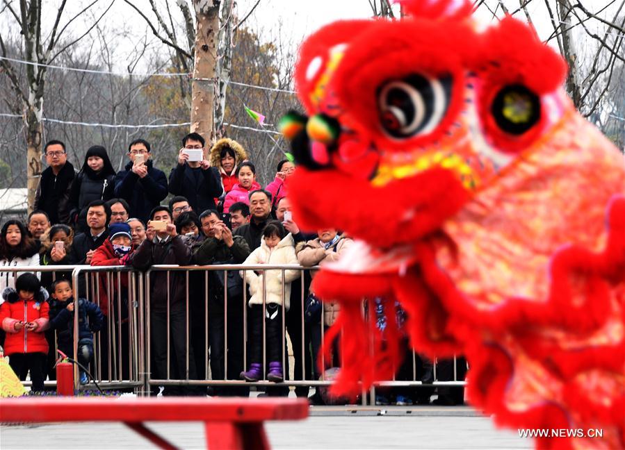 People perform dragon dance in Wuhan