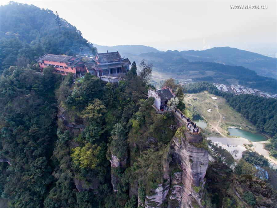 Ancient Jingyin Temple built on cliff in Chongqing