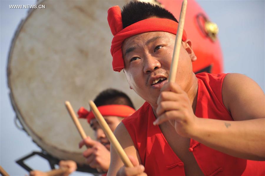 Drumers practise intangible heritage music in N China's Shanxi