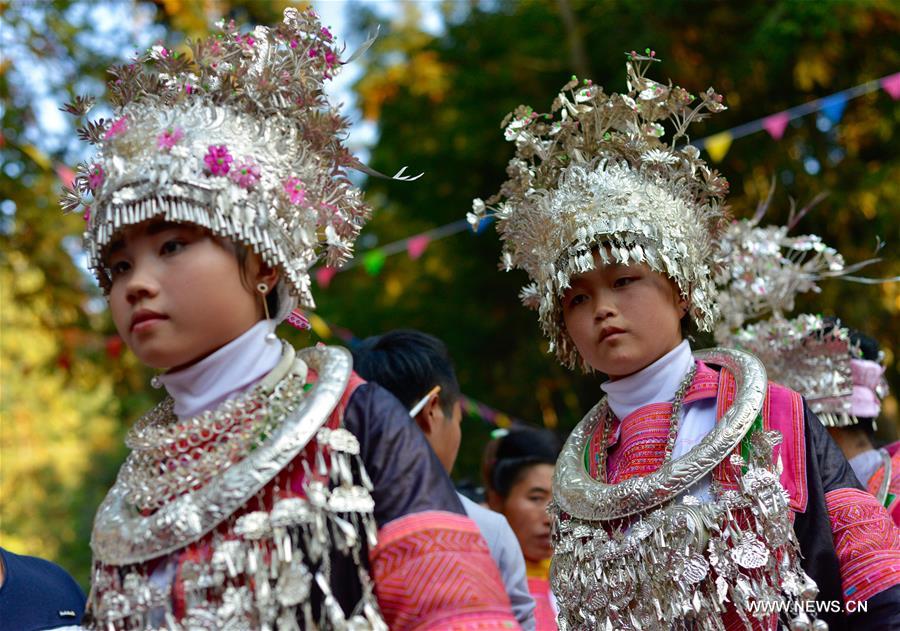 Miao people gather at traditional festival to celebrate harvest