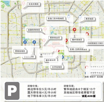 北京13个繁华区域路边停车费翻倍