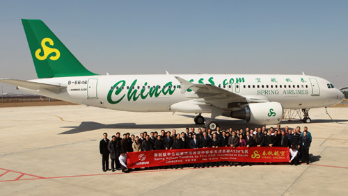 中国首家低成本航空公司接收天津总装A320（图）
