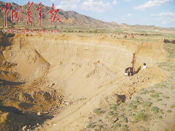 山西天镇县逾300亩良田因采铁砂被毁(图)