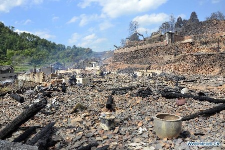 Fire engulfs a village populated by Miao and Dong minority in Hunan, leaves 248 homeless