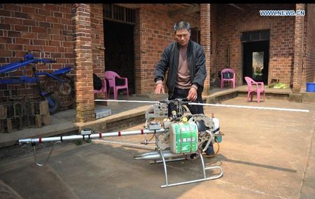 Self-made drone tested in Xiangtan County, China's Hunan
