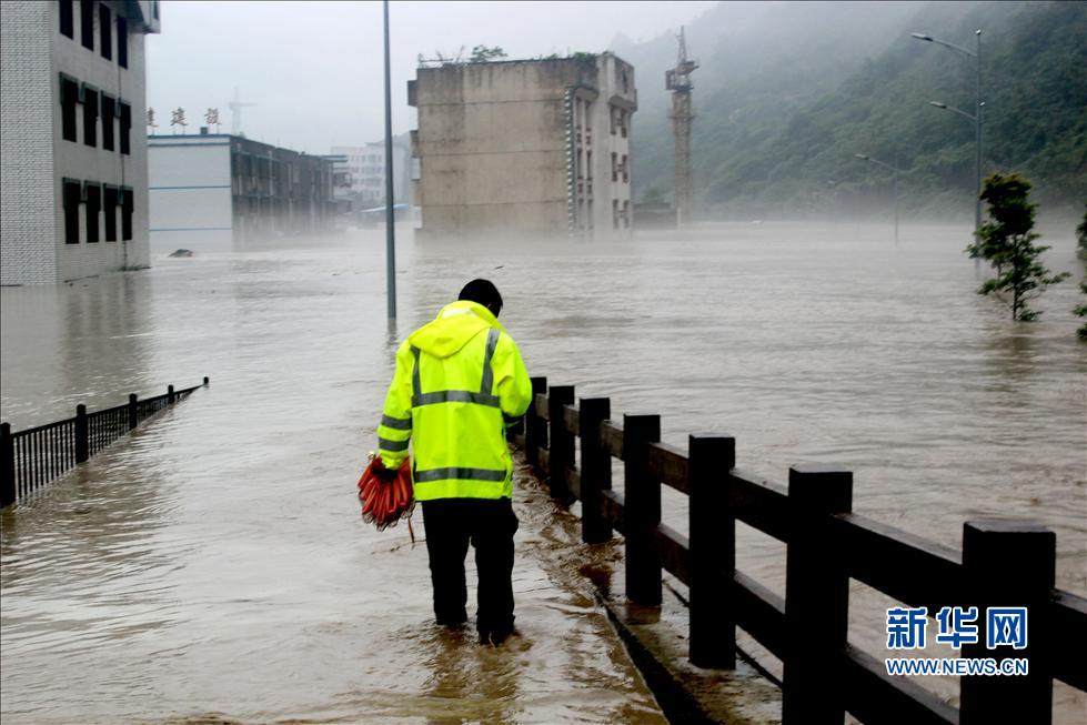 北川“5·12”地震遗址因暴雨淹没