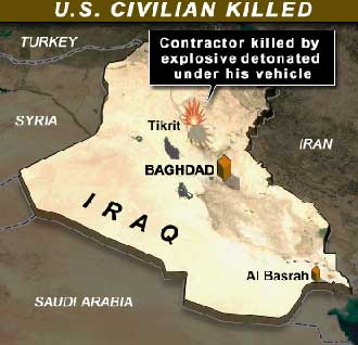 US contractor killed in Iraq land mine blast