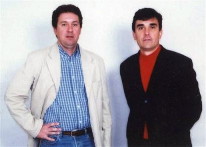 An undated file photo of French correspondent Georges Malbrunot, right, of Le Figaro newspaper, and French freelance radio reporter Christian Chesnot, of Radio France Internationale (RFI). The French Foreign Ministry said Tuesday Dec. 21, 2004 that the two journalists held hostage for four months in Iraq have been released and handed over to French authorities in Baghdad. [AP]