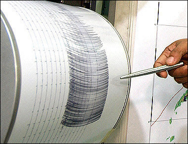 Earthquake recorded on a seismograph. The world's biggest earthquake in almost four years, measuring 8.1 on the Richter Scale, was registered off the coast of Australia's southern island state of Tasmania, seismological officials said. [AFP/file]