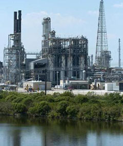 Part of the sprawling BP operation in Texas City, Texas, is shown in this Sept. 28, 2004, file photo. The plant is BP's largest refinery and the third largest refinery in the U.S. An explosion rocked the oil refinery Wednesday, March 23, 2005, injuring at least 19 workers and sparking a fire that sent black smoke billowing into the sky. [AP]