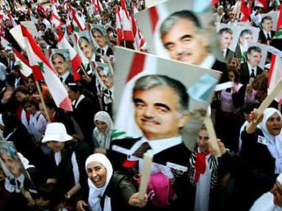 Thousands of Lebanese women march toward Beirut's Martyrs' Square March 28, 2005 demanding the truth on the killing of former prime minister Rafik al-Hariri. Syria denied on Monday remarks by U.S. Secretary of State Condoleezza Rice that Damascus did not see a need for an international investigation into the killing of the Lebanese ex-prime minister. (Damir Sagolj/Reuters) 