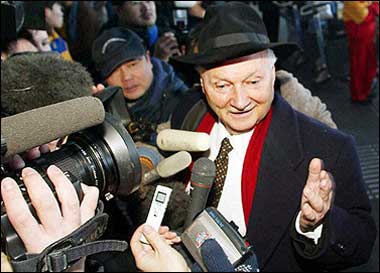 The United Nations said the UN envoy to North Korea, Canadian Maurice Strong, seen here in 2003, would be replaced during a probe into his ties with a lobbyist accused in the Iraq oil-for-food scandal.(AFP/