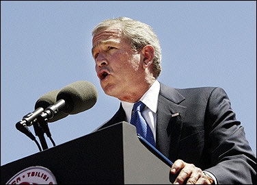 US President George W. Bush speaks in Freedom Square in the Georgian capital Tbilisi.