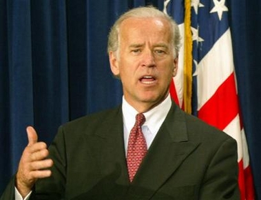 Sen. Joseph Biden, D-Del. speaks to the media at the Capitol, Thursday, May 26, 2005, in Washington. Democrats forced the Senate to put off a final vote Thursday on John R. Bolton's nomination to be U.N. ambassador, the latest setback for the tough-talking nominee President Bush has called strong medicine for corruption and inefficiency at the United Nations. (AP