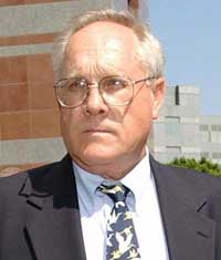 Retired FBI agent James J. Smith is seen in this July 8, 2003 file photo outside federal courthouse in Los Angeles. Smith, who pleaded guilty to lying about his extramarital affair with Katrina Leung, once suspected of being a double agent for China, was sentenced Monday, July 18, 2005, to probation and fined $10,000 after apologizing for his behavior. (AP 