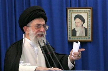 Iranian supreme leader, Ayatollah Ali Khamenei, speaks during Friday prayers, at Tehran University campus in Tehran, Iran, Friday, Aug. 19, 2005.