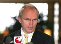 U.S. Assistant Secretary of State Christopher Hill leaves his hotel for a fourth day of talks on the North Korean nuclear issue, in Beijing Friday Sept 16, 2005. The six-party talks have stalled over North Korea's demands for a light water reactor. (AP