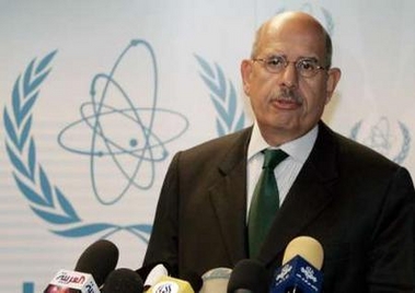 Internatinal Atomic Energy Agency (IAEA) Chief Mohamed ElBaradei speaks at a briefing after an IAEA board of governors meeting in Vienna September 24, 2005.