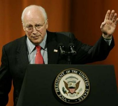 U.S. Vice President Dick Cheney waves after delivering remarks at a reception held in honor of Rep. John Dingell (D-MI), currently the longest-serving member of the House of Representatives, in Washington October 26, 2005. 