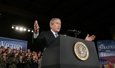 President Bush speaks about the war against terror at Tobyhanna Army Depot in Tobyhanna, Pa., Friday, Nov. 11, 2005.